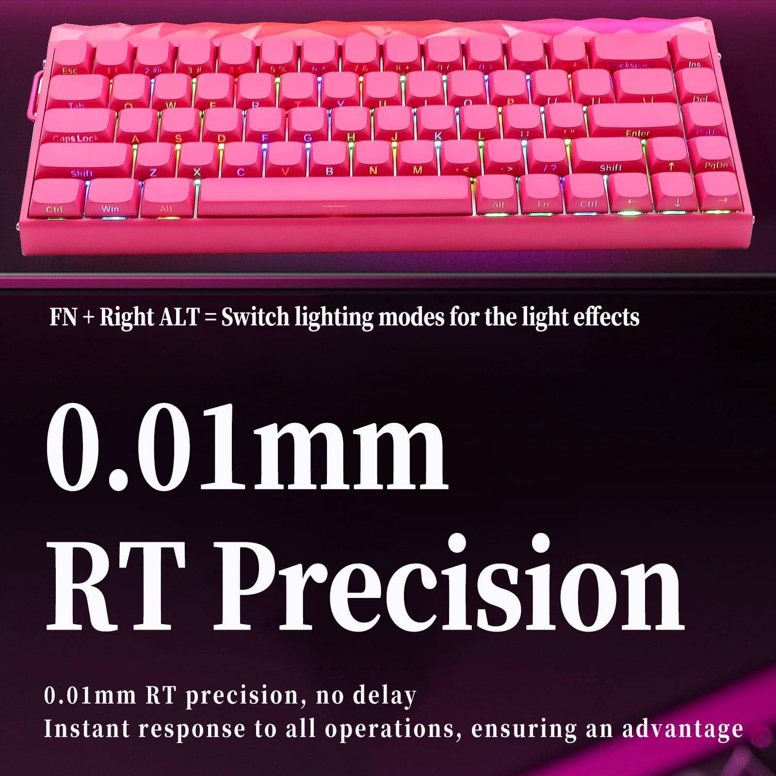 AULA Hero 68 HE 60% Wired Gaming Keyboard with Hall Effect Magnetic Switches, Rapid Trigger, RGB Backlight, Dragon Fruit Pink Ks(Side-Printed, Dragon King Magnetic Switch)
