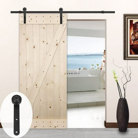 Lubann Rounded Corners I Style Sliding Wood Track Kit Barn Door