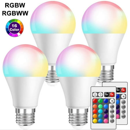 

Rosnek LED RGBW RGBWW Light Bulb 5W/10W/15W Remote Control 16 Colors Changing Dimmable LED Bulb for Room Holiday Party Wedding Decoration 4 Pack