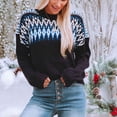 thumbnail image 4 of Vintage impreso suéter de punto suelta crewneck moda casual manga larga Plaid knit pullover para las mujeres, 4 of 8