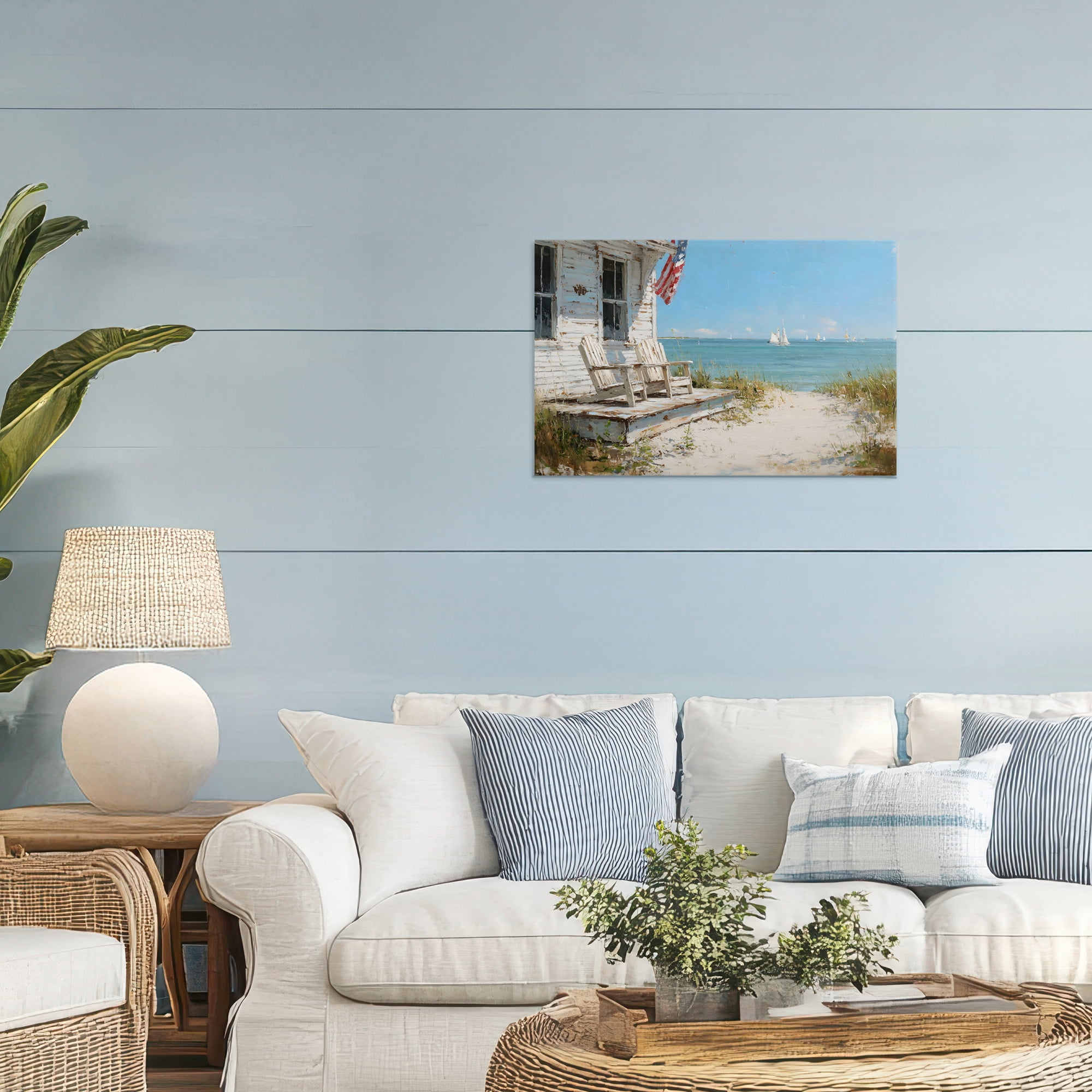 Stupell Industries By The Ocean Cottage Retreat Canvas Wall Art, design by Petal Prints Design