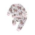thumbnail image 1 of Bagilaanoe 2PCS Toddler Baby Girl Long Pants Set Print Long Sleeve Sweatshirt Pullover Tops + Drawstring Sweatpants 6M 12M 18M 24M 3T Kids Casual Sweatsuits, 1 of 8