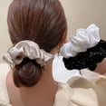 thumbnail image 4 of Weflink 3PCS French Styles Rhinestones Scrunchie Elegant Ponytail Holder with Ruffle Fabric Fashion Hair Accessories for Women, 4 of 10