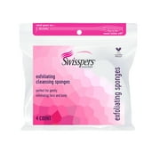 Swisspers Exfoliating Polyester Sponges, 4 Count, for Face & Body