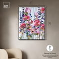 thumbnail image 5 of Beautiful Pink Striped Floral Canvas Tropical Abstract Wall Art by Art Remedy, Black Frame, 36" x 45", 5 of 7