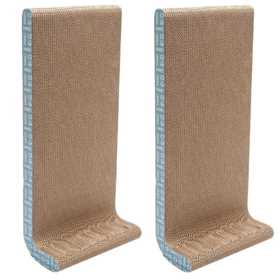 FurHaven Pet Products Wall-Mounted Corrugated Cat Scratcher with Catnip - Seaglass Print, Wide Size (2PK)