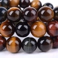 thumbnail image 2 of Natural Multi-Color Tiger Eye Gemstone 10mm Round Beads Stretch Bracelet 7 Inch Unisex, 2 of 2