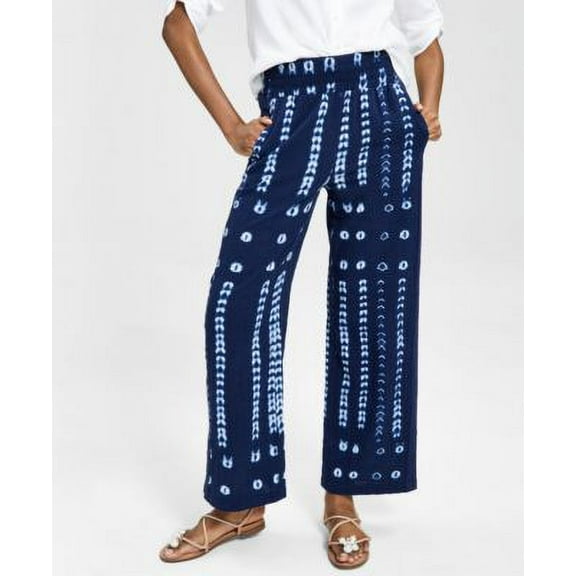 $80 Inc International Concepts Women Cotton Wide-Leg Pull-On Pants Size Medium