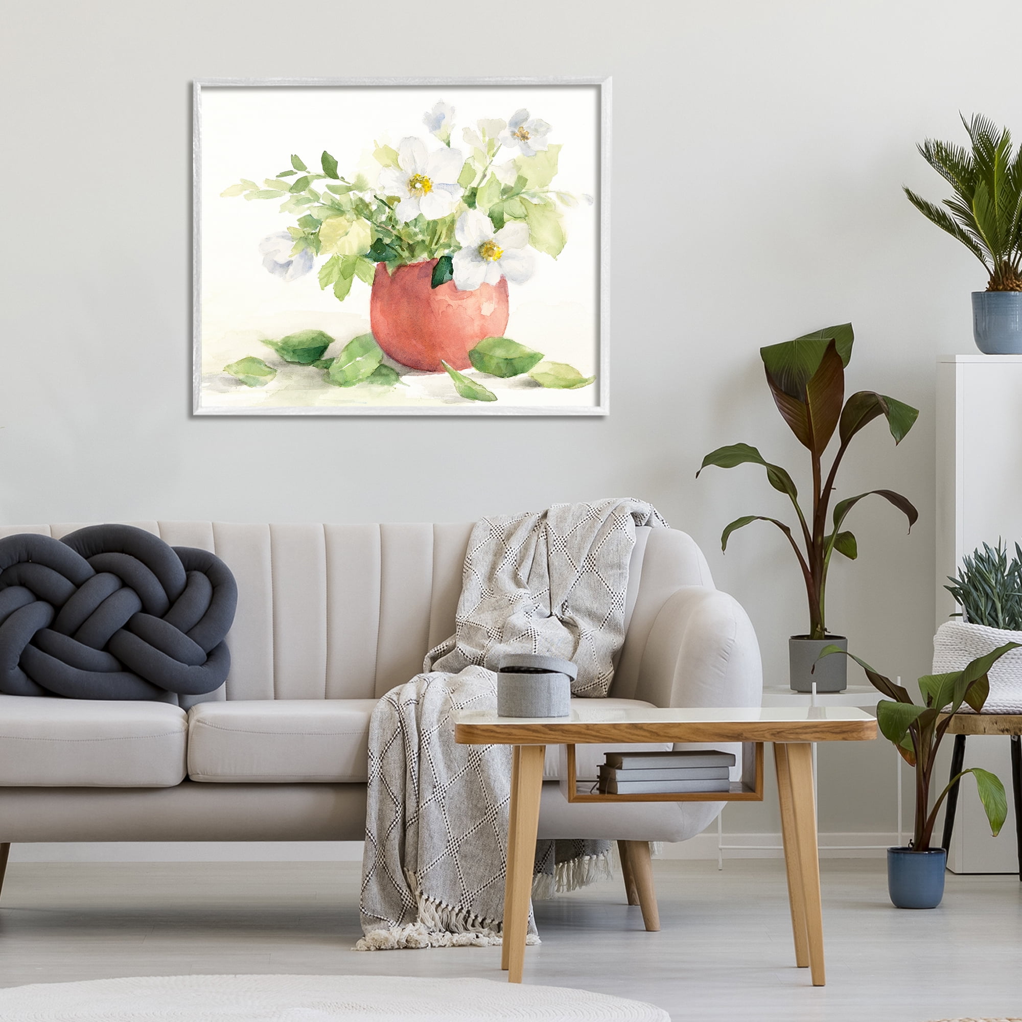 Stupell Industries White Anemones in Copper Vase White Framed Giclee Art, design by Lanie Loreth