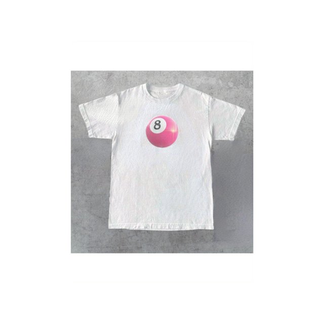White Retro Graphic Tee Vintage 90s Billiard T-shirt Men's White Cotton 8 Ball Retro Graphic Short Sleeve Tops