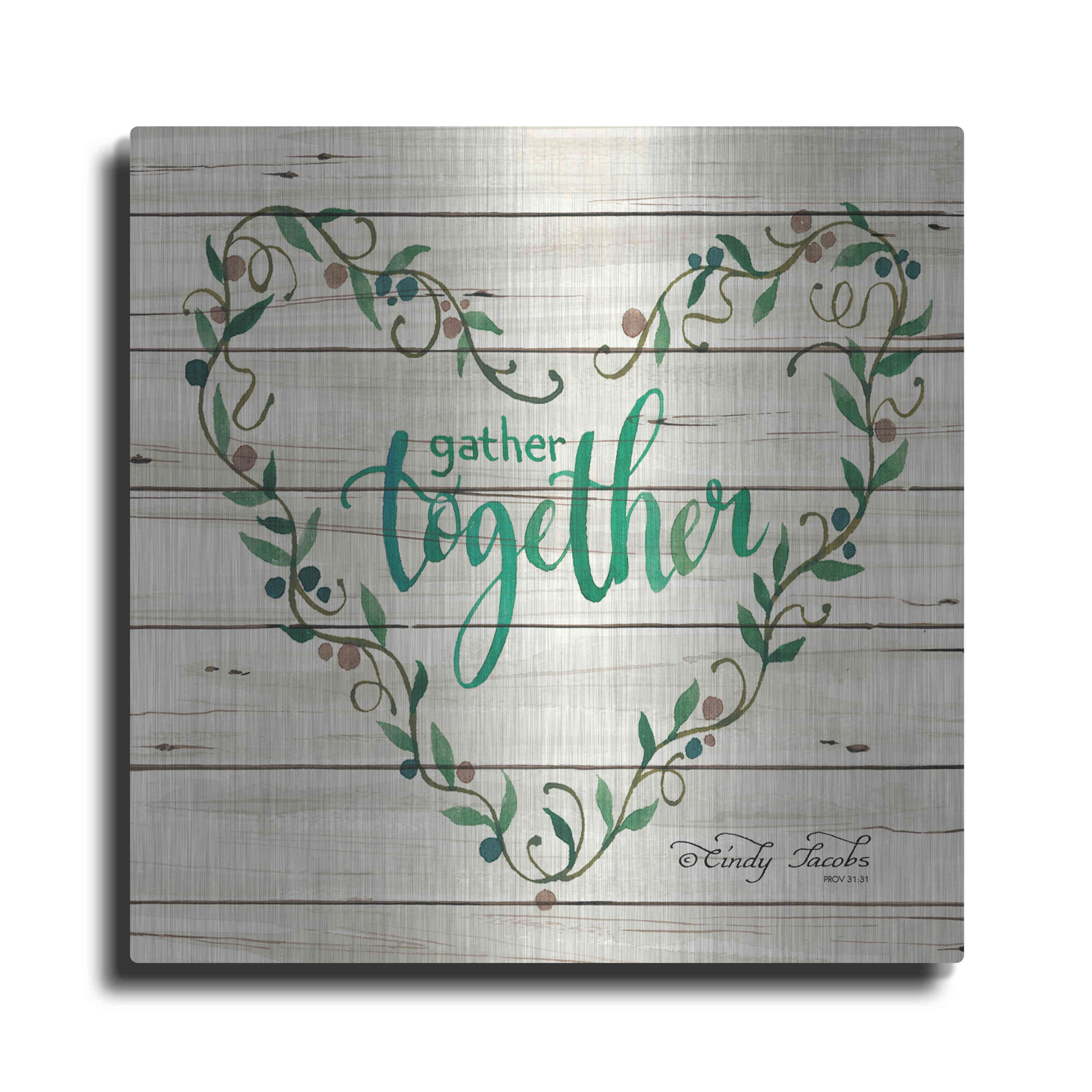 Luxe Metal Art 'Gather Together Heart Wreath' by Cindy Jacobs, Metal