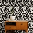 thumbnail image 2 of S4Sassy Animal Print Wallpaper - Jungle Removable Wall Covering, 25" X 360" Self-Adhesive Textured Vinyl Walls Paper, Decorative Wallwrap, Easy Diy Walls Covering For Bedroom, Living Room - Black, 2 of 6