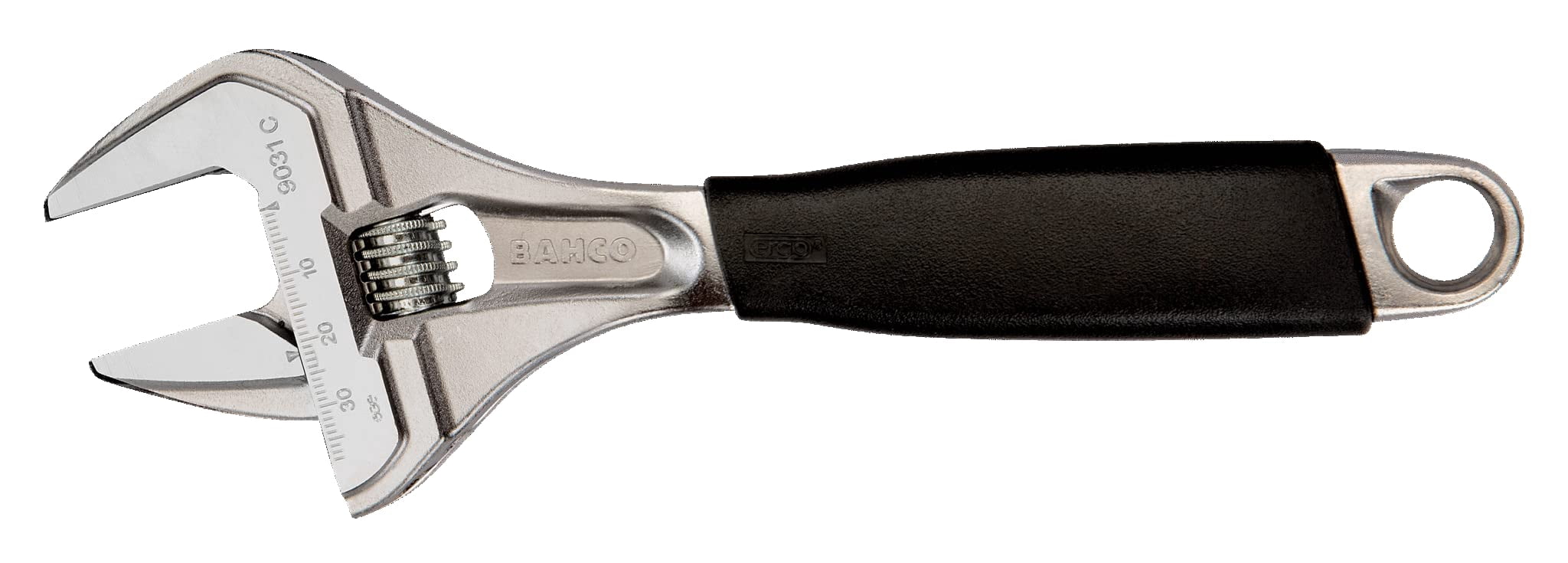 Bahco 8" SAE Big Mouth Adjustable Wrench with Handle, Wide Jaw, Slim Head, and True Ergo Grip for Tight Spaces, Ideal for Maintenance, Plumbing, and Electrical Repair Tasks
