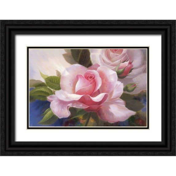 Murphy, John 32x23 Black Ornate Wood Framed with Double Matting Museum Art Print Titled - American Flowers V