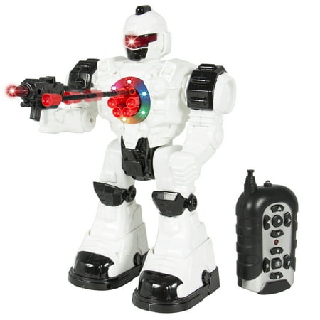 R2d2 Remote Control Robot Best Choice Products RC Walking and Shooting Robot Toy w/ Lights and Sound Effects - White/Black ()