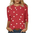 thumbnail image 2 of Vetsdori Womens 3/4 Sleeve Tops Summer Valentine Blouses Holiday Gifts for Girlfriend Plus Size Graphic,Crew Neck Trendy Shirts for Junior Cute, 2 of 5