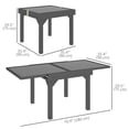 thumbnail image 2 of Expandable Grey Outdoor Dining Table - 35"-71" Tempered Glass Patio Table for 4-6 People, Steel Frame, Lawn, Garden & Backyard Use, 2 of 7