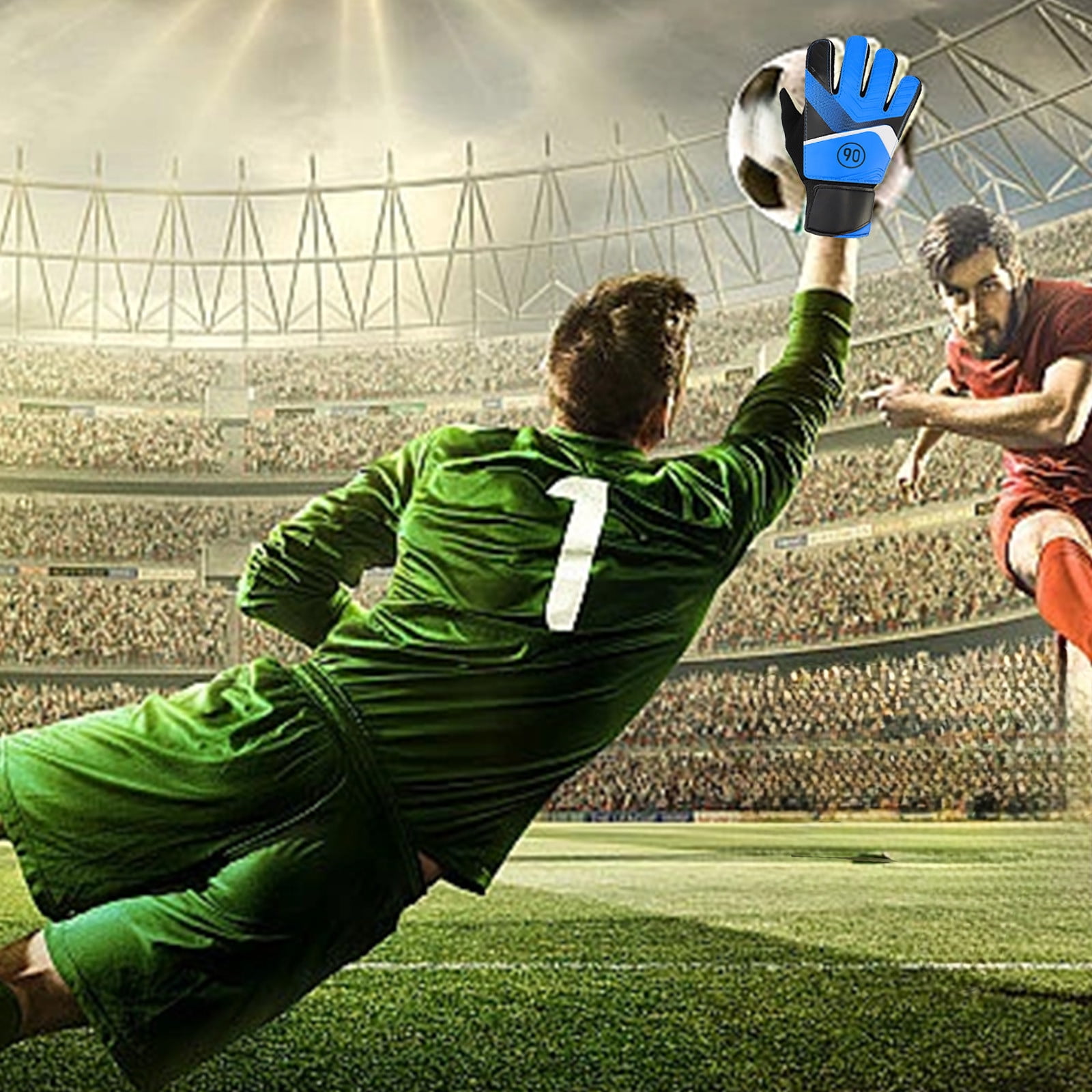 Children's Football Goalkeeper Gloves - Rubber Wallop-Proof Protection, Youth Soccer Goalie Gloves for Boys & Girls, Small/Medium/Large Sizes, Green or Blue