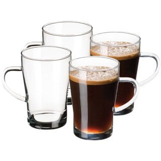 Melamine Dishwasher Safe Mug Simax Glassware Clear Glass Coffee Mug Set | Cold, Heat, and Shock Resistant Borosilicate Glass, Microwave and Dishwasher Safe, Includes Four (4) 10 Ounce Cups ()