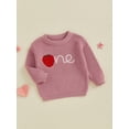 thumbnail image 3 of aturustex Toddler Baby Girl Birthday Cozy Sweaters 9M 12M 18M Infant Long Sleeve Knit Pullovers Round Neck Knitted Jumpers Strawberry Embroidery Knitwoose Warm Casual Clothes for Spring Fall, 3 of 7