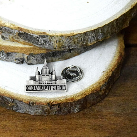 Oakland California 3/4" Antique Silver Temple Pin by Ringmasters
