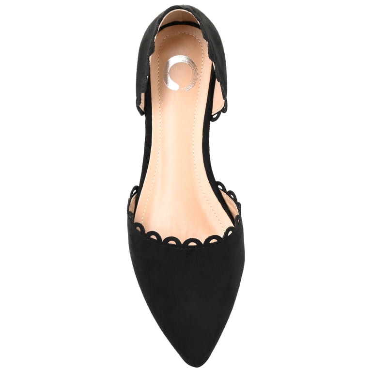 Journee Womens Jezlin Slip On Almond Toe Ballet Flats  Journee Women\'s Jezlin Almond Toe D\'Orsay Suede Flats, Black main image 0