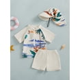 thumbnail image 4 of Gupgi Maillot de Bain Garçon 3 Pcs Été Imprimé Requin Manches Courtes Fermeture Éclair + Short + Chapeau, 4 of 9