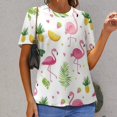 thumbnail image 6 of Flamingo Pattern T Shirts Basic T-Shirt Short Sleeve Ladies Tee Shirt Summer Graphic Clothing, 6 of 6