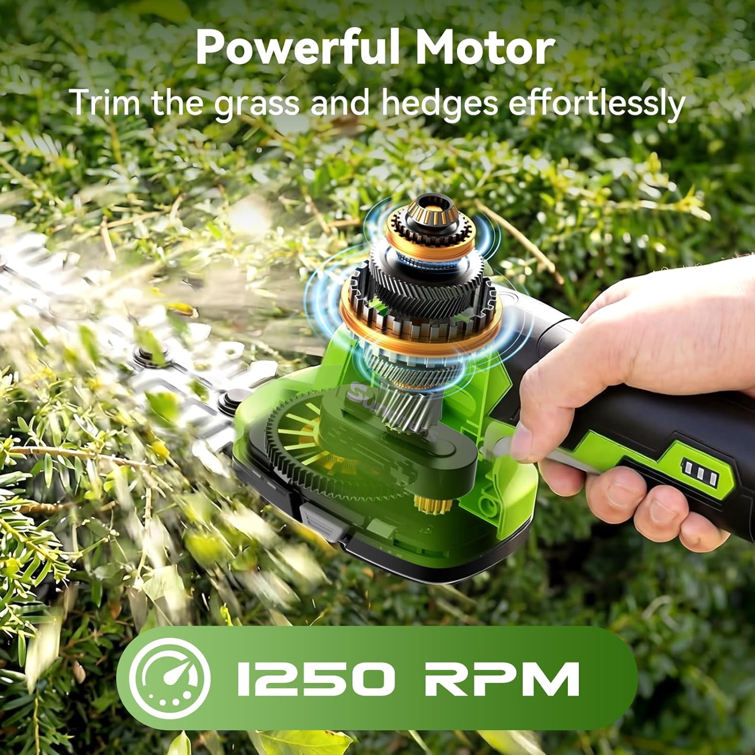 2 in 1 Hedge Trimmer Cordless, 7.2V Electric Grass Cutter and Hedge Shears, Handheld Shrub Bush Trimmer, Lightweight Grass Shears with 2 Blades, Rechargeable Garden Tool with Battery and Type-C Cable