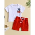 thumbnail image 2 of Bagilaanoe 4th of July Clothes for Toddler Baby Boys Short Sleeve Graphic Print T-Shirt Tops + Shorts 6M 12M 18M 24M 3T Kids Independence Day Outfits 2pcs Short Pants Set, 2 of 9