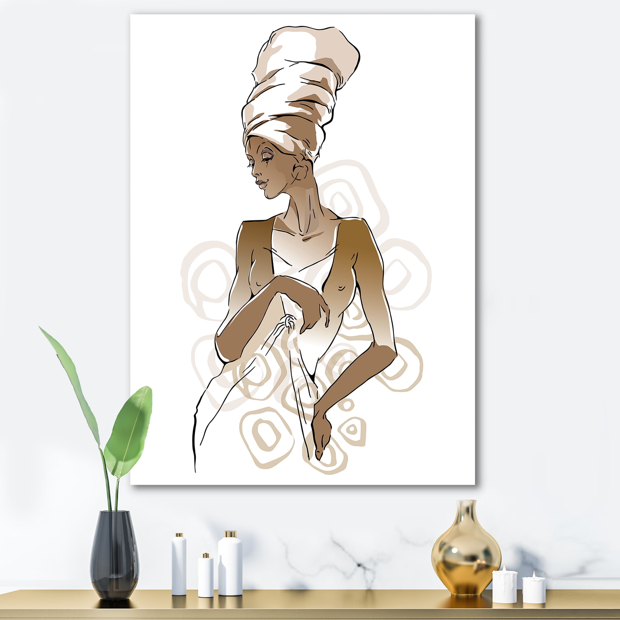 Designart ' Abstract African American Woman Portraits ' Modern Canvas Wall Art Print