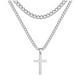 thumbnail image 1 of Collar de moda para mujer en acero inoxidable Collar cruzado en acero inoxidable para hombre y niño Collar con cadena en plata, 1 of 8