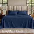 thumbnail image 3 of Bare Home Organic Jersey Sheet Set - 100% Organic Cotton - Deep Pocket - 3 Piece - Twin, Dark Blue, 3 of 10