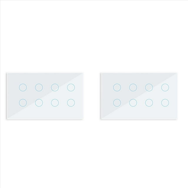 2X Interruptor de Pared con Luz TáCtil Inteligente WIFI, Panel de Cristal de 8 Entradas, Tuya Smart Life para Alexa y Home, Color