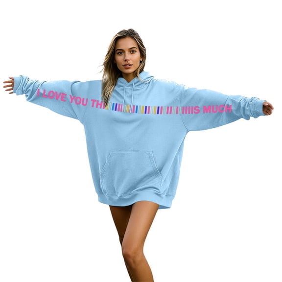 I Love You This Much Sweatshirt, TM Unisex Secret Message Hoodie Valentine's Day Hoodies for Women Men Oversized Long Sleeve Pullover Top