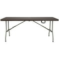 thumbnail image 6 of Emma + Oliver 6-Foot Bi-Fold Brown Rattan Plastic Folding Table with Handle - Event Table, 6 of 6