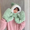 thumbnail image 6 of ASFGIMUJ Plush Three Warm One Creative Five Gloves Thickened Girls' Scarf Hat In Finger Wool Outdoor Scarf Green One Size, 6 of 8