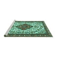 thumbnail image 2 of Ahgly Company Machine Washable Indoor Square Persian Turquoise Blue Traditional Area Rugs, 8' Square, 2 of 4
