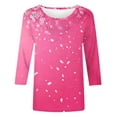 thumbnail image 5 of ZQGJB Floral Shirts for Women Plus Size Womens Cute 3/4 Length Sleeve Crewneck Tunic Blouse Loose Oversized Soft Cotton Graphic Workout Tees Shirt Tops Multicolor#10 XL, 5 of 5