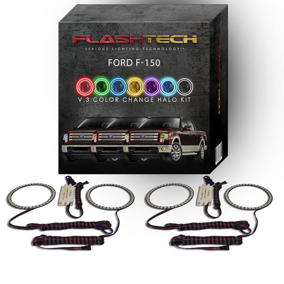 Flashtech RGB MultiColor Changing LED Halo kit for 13-14 Ford F-150 Headlight & Fog Lights