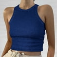 thumbnail image 2 of Womens Tank Tops Loose Fit Solid Color Vest Sleeveless Crew Neck Ribbed Short Tanks Camisole Tops for Women Blue S, 2 of 5
