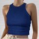 thumbnail image 2 of Camiseta sin mangas lisa para mujer - Blusa corta, cuello redondo - Poliéster, tallas S-XXL, 2 of 5