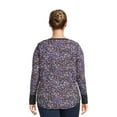 thumbnail image 4 of Terry & Sky Women’s Plus Size Henley Waffle Tee with Long Sleeves, 2- Pack, 4 of 5