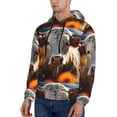 thumbnail image 3 of Honeii Sunflower Cow In Flower Field Pattern Mens Hoodies Men's Loose Sleeve Sweatshirt,Pullover Hooded Sweatshirt for Men,Essentials Hoodie-3X-Large, 3 of 7