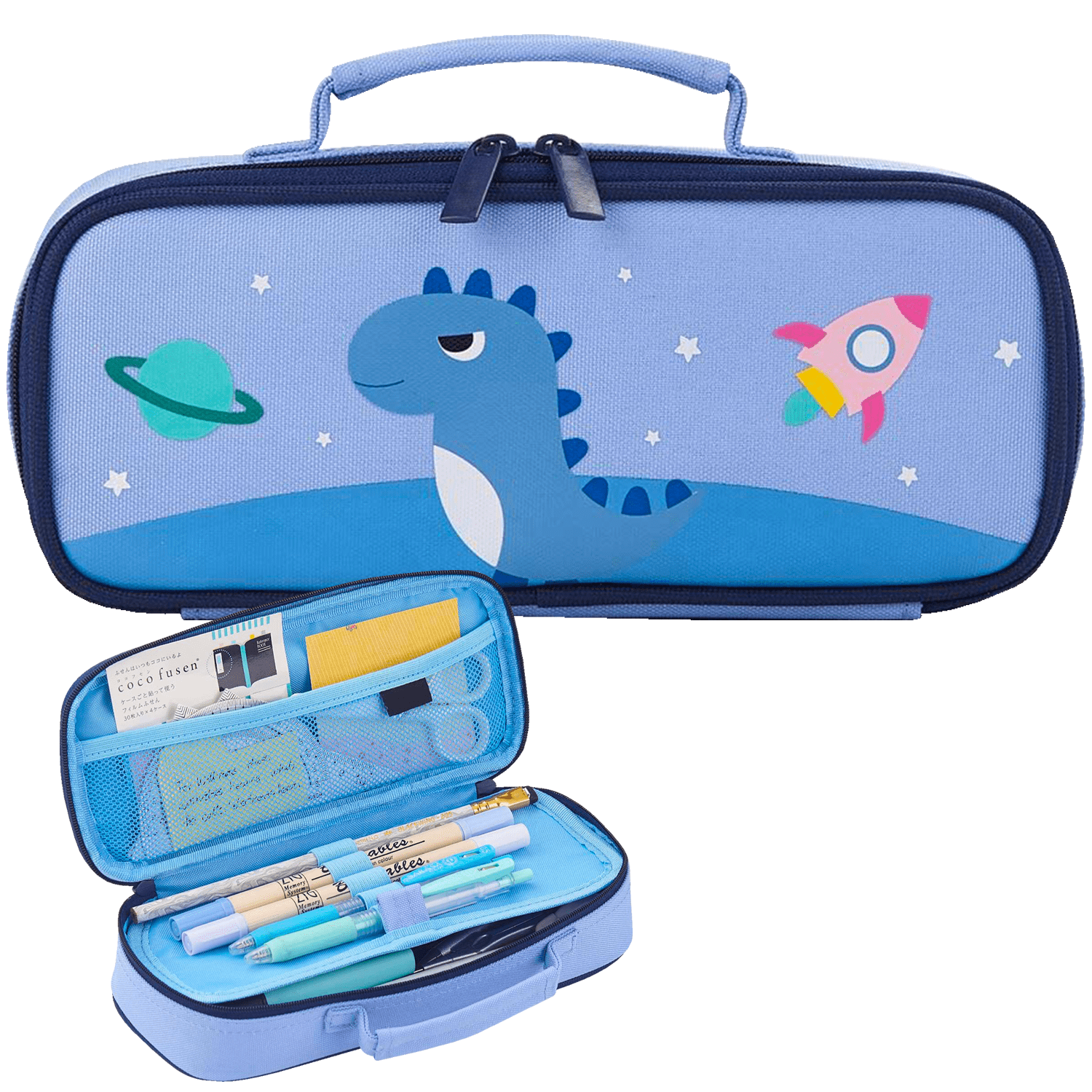 HawLander Kids Pencil Case for Girls or Boys, Cute Aesthetic Pencil Pouch,  Large Size, Blue Green