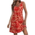 thumbnail image 1 of Pisexur Robe d'Été pour Femme 2024, Robe Midi Décontractée de Plage Sans Manches, Imprimé Floral, Débardeur Ample avec Poche, Tailles P à 2TG, 1 of 6