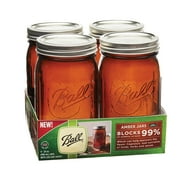 Ball(R) Wide Mouth Canning Jars 4/Pkg-Quart Elite Color Series Amber, 32oz