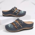 thumbnail image 2 of Xucatan Women's Embroidered Wedge Sandals, Closed Toe Mule Slides with Adjustable Buckle Straps, Hollow Out Beach Platform Shoes, Versatile Spring Summer Footwear Gift, 2 of 9