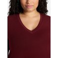 thumbnail image 4 of Terra & Sky Women's Plus Size V-Neck Tee with Short Sleeves, Size 0X-5X, 4 of 5