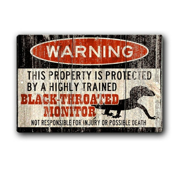 Black-Throated Monitor Sign,Funny Metal Sign,Black Throat Monitor accessories,Monitor lizard Warning Sign,Pet Gift, Small Pet,Metal Sign SIZE: 8" x 12"